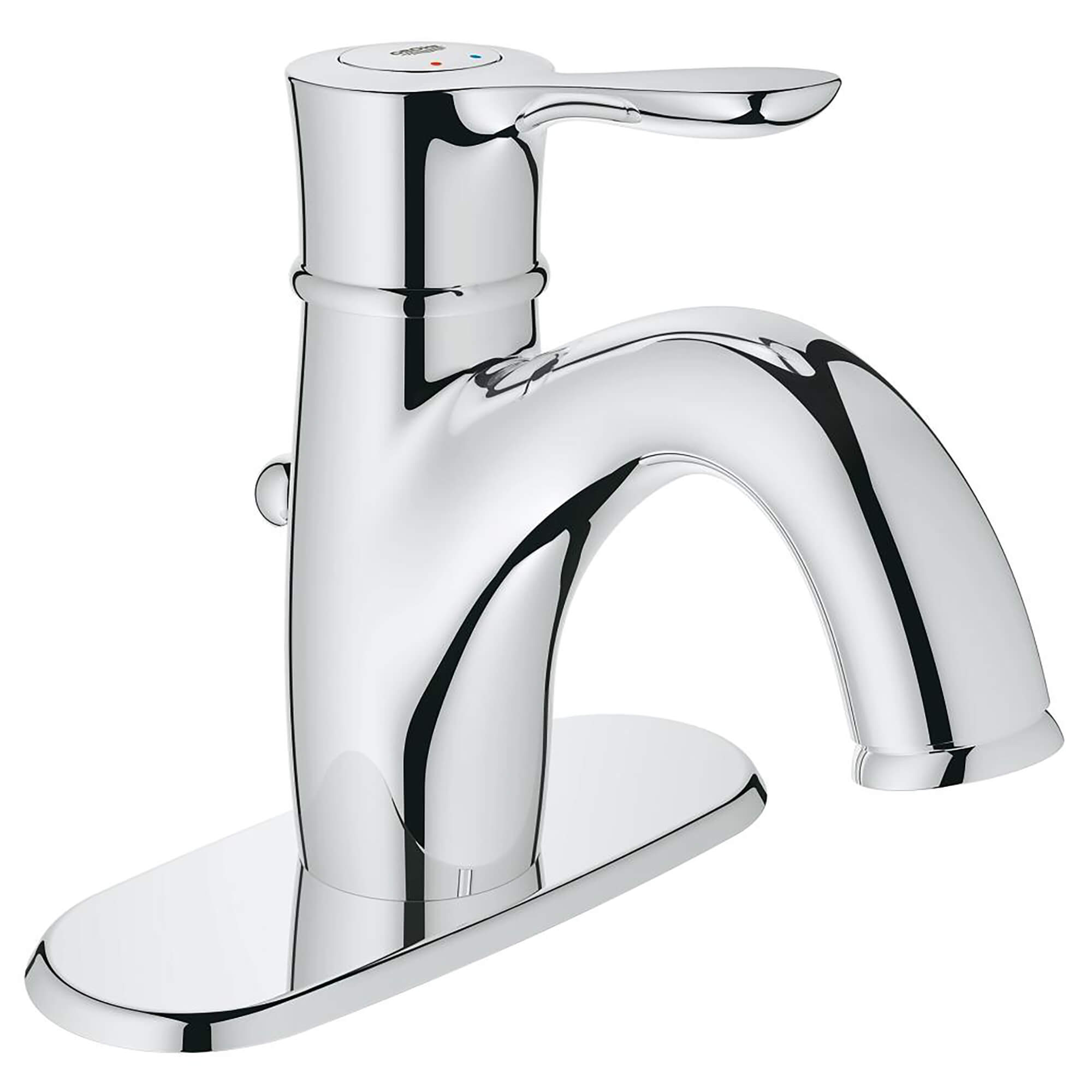 Centerset Single Handle Single Hole Bathroom Faucet With Escutcheon   12 GPM GROHE BRUSHED NICKEL